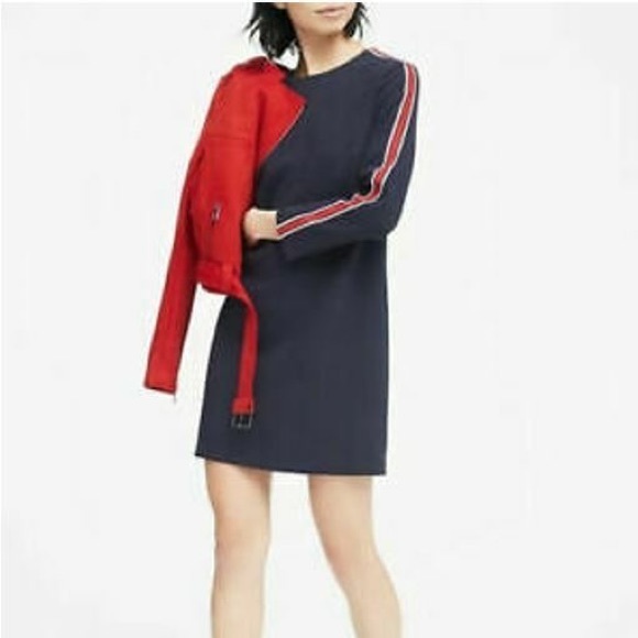 Banana Republic Dresses & Skirts - Banana Republic Dress Shift Dress Navy Blue Red Side Stripe Mini
